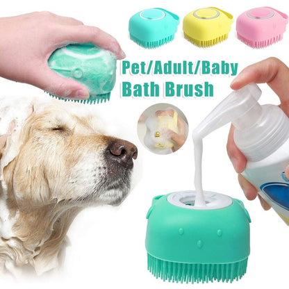 Silicone Pet Bath Grooming Glove Brush | Shampoo Dispensing Massage & Cleaning Tool