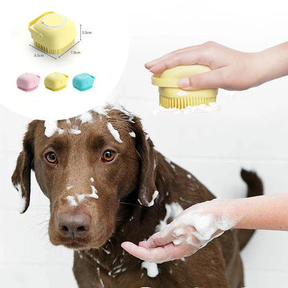 Silicone Pet Bath Grooming Glove Brush | Shampoo Dispensing Massage & Cleaning Tool