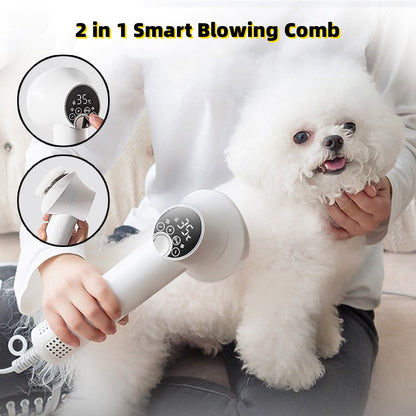 Smart Pet Hair Dryer with Comb – Quiet, Safe Grooming Blow Dryer for Dogs & Cats, Gentle No-Harm Pet Cleaning Tool